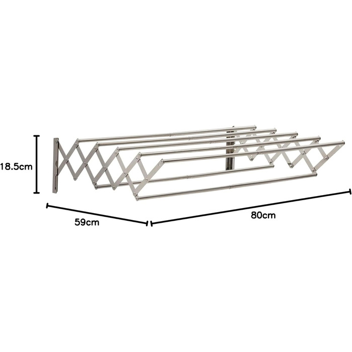 Настінна сушарка для білизни YOUDENOVA з 7 стійок, розсувна, для ванної кімнати, металевий тримач для рушників, срібна (42-80)x59x19 см