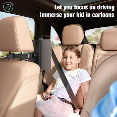 Тримач для планшету в авто MoKo, регульований, універсальний, для iPad, Galaxy Tab, iPhone, сірий