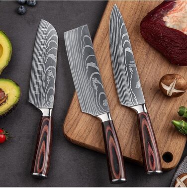 Ніж Santoku Kitory 17 см, кухонний ніж для нарізки, ергономічна ручка, подарункова коробка та захист леза