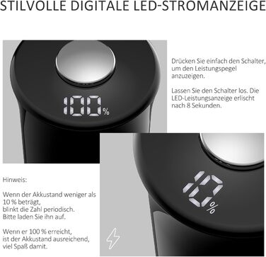 Електричні перечні та солі TOMEEM 2 шт. (LED-дисплей, USB, регулювання помелу, керамічний механізм, 125 мл, чорний матовий)