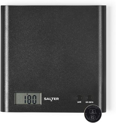 Кухонні ваги Salter Arc 1066 BKDRAS15 - цифрові, чорні, з LCD-дисплеєм, функція таро та додавання
