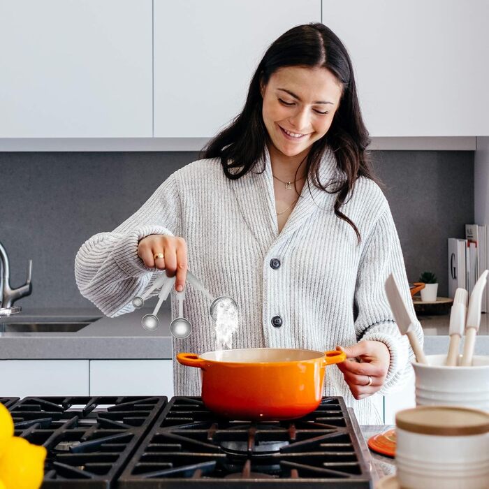 Набір мірних ложок та мірний стакан з нержавіючої сталі (8 шт.) - для рідин та сухих інгредієнтів, випічки