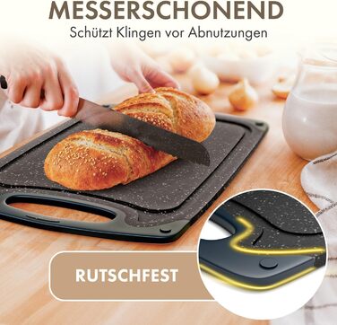 Набір дерев'яних обробних дощок Blumtal (S/M/L) - 3 шт. з канавками для соку та ручкою, BPA free, міцні, чорні