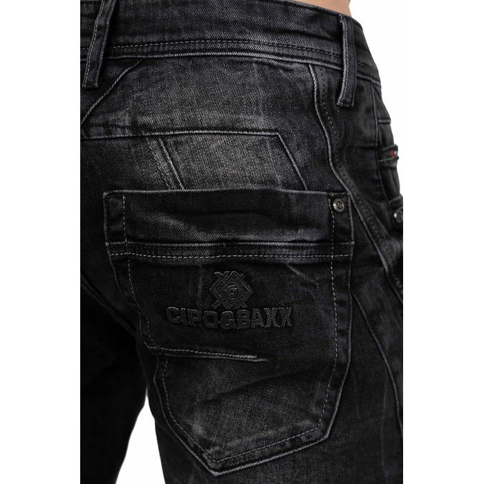 Чоловічі джинси Cipo & Baxx Biker Style: Regular або Slim Fit, Stone Washed Denim, чорний (29W/32L)