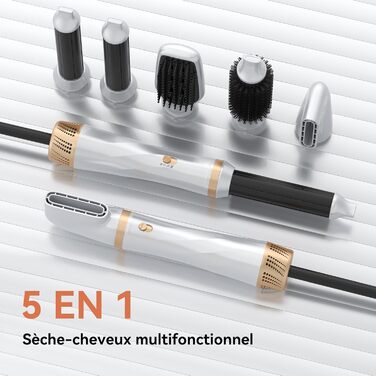 Air Styler: 5-в-1 Мультистайлер для волосся - фен-щітка, 800W, для об'єму, локонів, випрямлення та сушіння (Золотий)