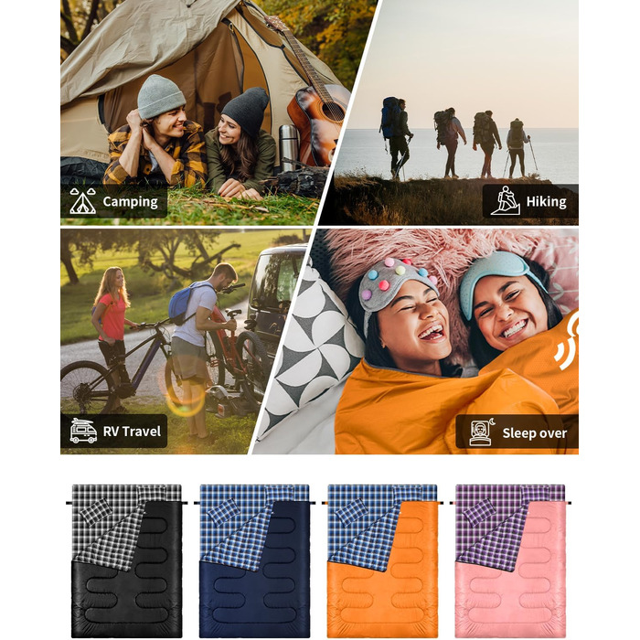 Сплячий мішок Outdoor Sportneer для 2 осіб, 3 сезони, 220x150 см, 2.75 кг, з 2 подушками, для дорослих, оранжевий (без фланелевої підкладки)