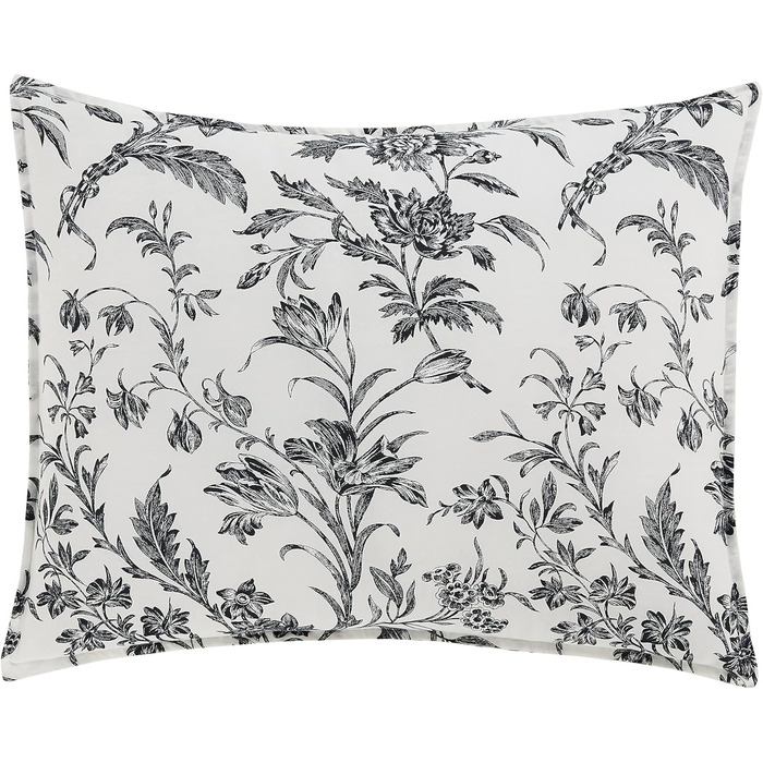 Комплект постільної білизни Laura Ashley Kingsize: двостороння бавовняна постіль з наволочками (Queen, Amberley Black/White)