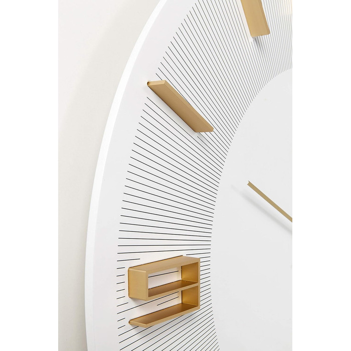 Kare Design Wall Clock Leonardo, /Gold, 49cm Diameter, Modern, Aluminum, Round, Clock for Living Room, Bedroom, Office, Battery not included (White)