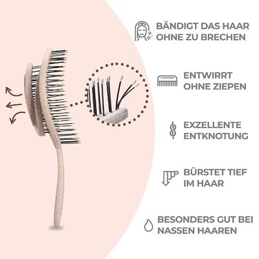 Гребінець для волосся Ninabella без пошкоджень - для жінок та чоловіків - розпушувач для кучерявого та довгого волосся - гребінець для волосся, натуральний, стандартний, кремовий