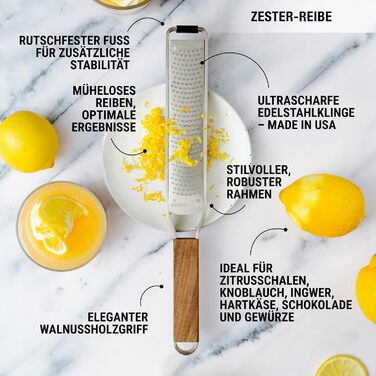 Microplane Набір терок Master Series (Zester та Extra-Grob) для цитрусових, твердого сиру, горіхів, картоплі, моркви та цукіні з ручкою з волоського горіха та лезами з нержавіючої сталі - Made in USA