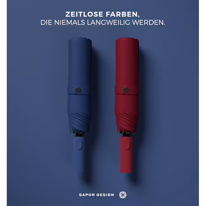 Sapor Design Premium Umbrella with Lotus Effect | Stormproof, windproof, open/close automatic | elegant and stylish umbrella | stylish compact umbrella (Umbrella) | ICONIC Blue - Iconic
