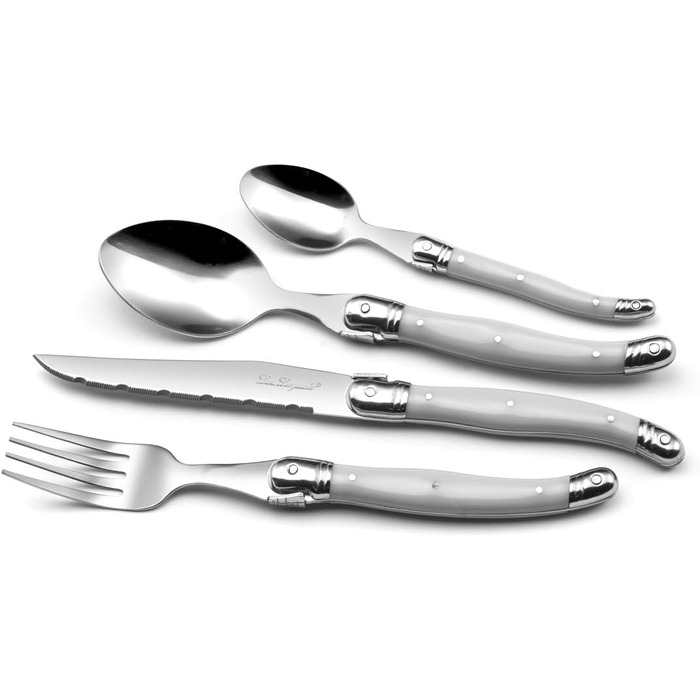 Набір столових приборів для стейка Lou Laguiole TRADITION (48 предметів) з нержавіючої сталі з кольоровими пластиковими ручками, на 12 осіб