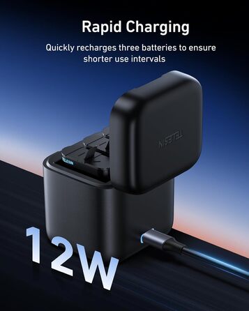 Акумулятори TELESIN Enduro 2 шт. з зарядним пристроєм для GoPro Hero 13 Black. Запасні акумулятори, сумісні з оригінальними, з швидкою зарядкою. Комплект: 2 акумулятори + 1 зарядний пристрій