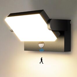 Зовнішня LED-стінна лампа Kingwen 40W, 3000K, поворотна на 360°, IP65, чорна. Підходить для вулиці та приміщення, для гаража, тераси. Тепле біле світло.