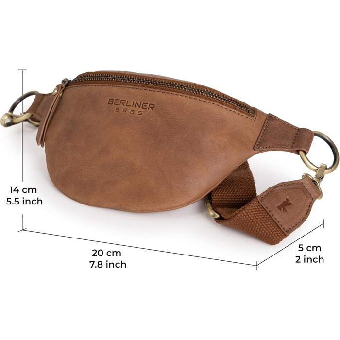 Чоловіча/жіноча сумка через плече Berliner Bags Preiu Bauchtasche - шкіряна поясна/crossbody сумка (Camel, M)