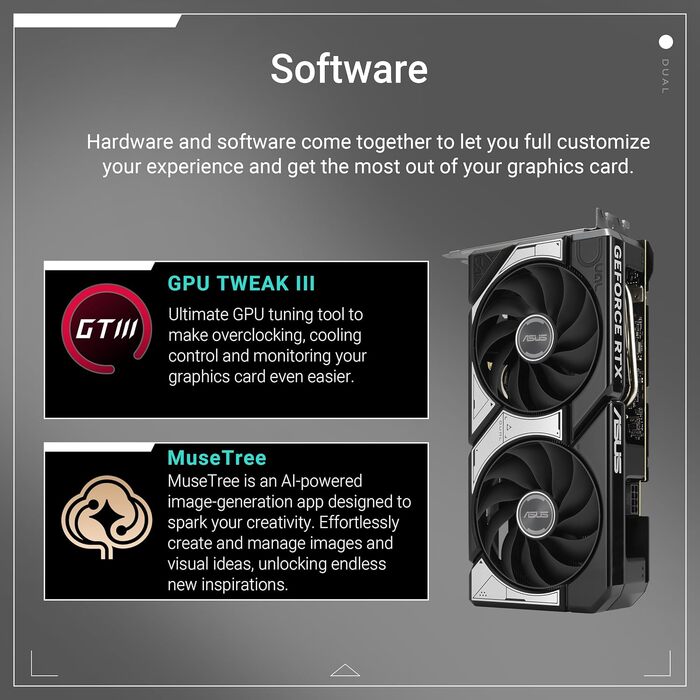Ігрова відеокарта ASUS Dual GeForce RTX 5060 OC Edition 8GB GDDR7, чорна
