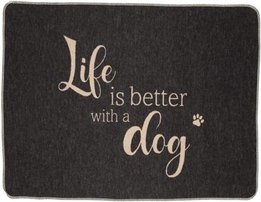 Підстилка для домашніх тварин David Fussenegger Life is Better Dog, маленька, антрацитова, 90x70 см, 7319/98