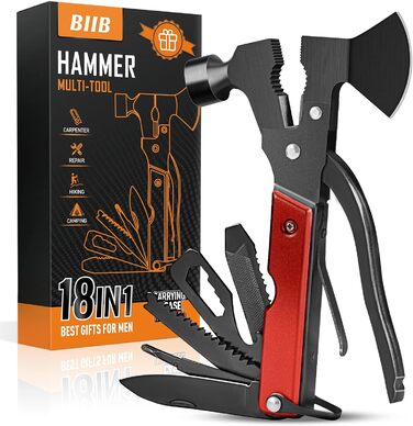 Мультитул BIIB 12 в 1: Подарунок для чоловіків на Різдво, День народження, кемпінг. Преміум якість, чорний (червоний)