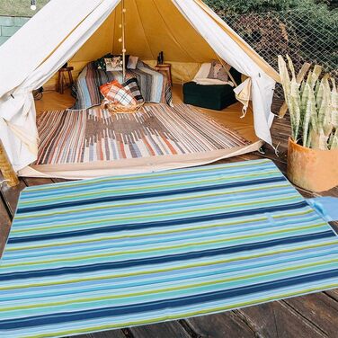 Великий пляжний килимок 203.2x203.2 см, водонепроникний, для пікніка на природі, кемпінгу, парку (блакитний)