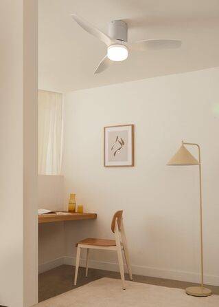 Вентилятор стельовий WINDCALM ABS з підсвічуванням, білий, з пультом, 40W, Ø112cm, 6 швидкостей, 3 режими LED, таймер, літньо-зимовий режим