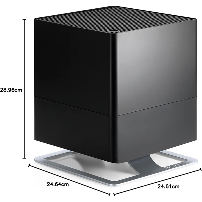 Зволожувач повітря Stadler Form Oskar, енергозберігаючий для кімнат до 50 м², з автовимкненням та нічним режимом, димуючі LED, дуже тихий, білий (чорний)