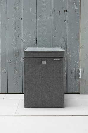 Brabantia Stackable Laundry Box 35L - Front and Top Opening - Large Volume - Lightweight and Sturdy Handles - Pepper Black