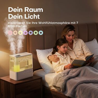 Зволожувач повітря AROEVE 5L з аромадифузором, нічним світлом та таймером, тихий ультразвуковий зволожувач для дитячої кімнати, рослин