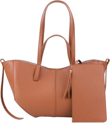 Жіноча сумка-шопер TIAASTAP з екошкіри, елегантна сумка на плече для університету, покупок, подорожей (Camelbraun Mini)