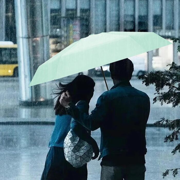 Зонт туристичний компактний UV-захистом, вітростійкий з капсулою, портативний для чоловіків та жінок (світло-зелений)