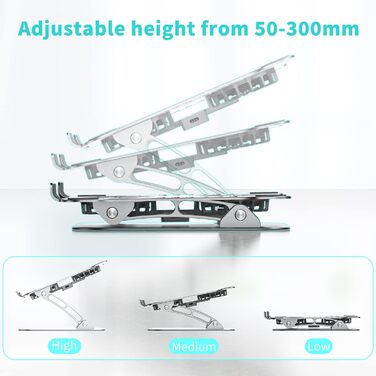 Підставка для ноутбука з регулюванням висоти та RGB вентилятором, складна, з алюмінієвого сплаву, для ноутбуків 10-17