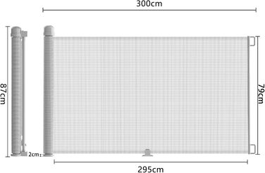 Захист для воріт NAIZY Rollo 0-300см: сітка для дитячих воріт, захист від собак, ролетний тип, сірий, 300см