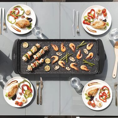 Cecotec Tasty & Grill 2000 Electric Grill Plate - 2000W Stainless Steel, Adjustable Temperature & Non-Stick Surface