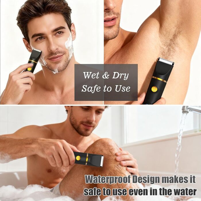 Електричний жіночий тример 3-в-1: для тіла, бікіні, обличчя. Вологостійкий IPX7, чорний