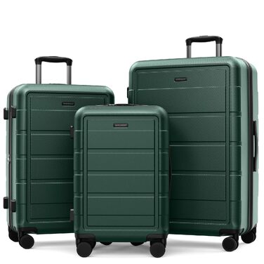 Набір валіз SHOWKOO з 3 предметів (M, L, XL), розширювані дорожні кофри з ABS+PC, міцний тролей з TSA-замком та 4 колесами, армійний зелений