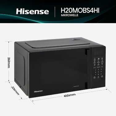 Мікрохвильова піч Hisense H20MOBS4HI 20 л, 700 Вт, InverterTech, керамічне покриття, чорна