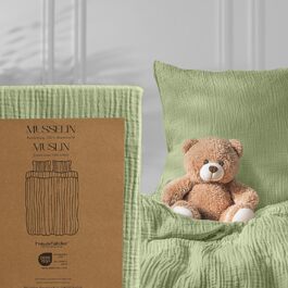 Дитяча постільна білизна з мусліну Hausfelder, ковдра 100x135 см, зелена