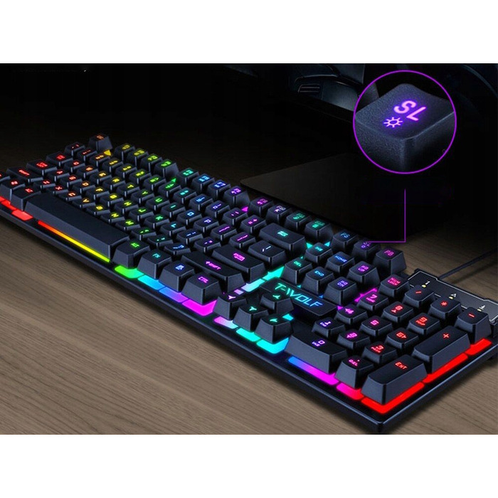 Мембранна підсвічена клавіатура T-WOLF TF20, USB, чорна
