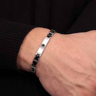 Браслет чоловічий Maserati Jewels JM420ATI06, сталь, кераміка, PVD покриття, 22 см, чорний