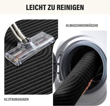 Привітальний килимок FEOMOS 60x90 см, протиковзний грязезахисний килим для входу, коридору, кухні та балкона, чорний, придатний для прання