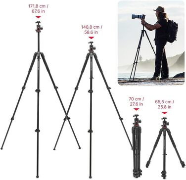 Штатив Manfrotto 190X з алюмінію – 3-секційний для бездзеркальних та DSLR камер (Alu 3 Segm Kit з Arca Swiss)
