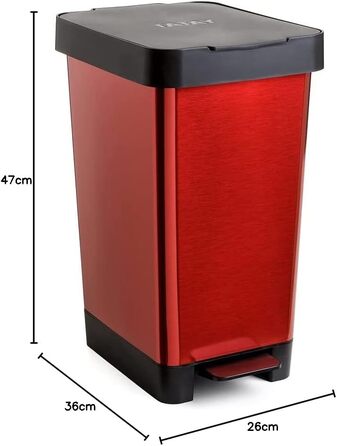 Сміттєве відро з педаллю TATAY Smart Deco 25L | Компактний дизайн | Для дому та вулиці | Підходить для мішко 30L | З міцного BPA-free пластику | 26x36x47cm, дерево (червоне)