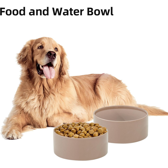 Нержавійна керамічна миска для собак великих порід, 1800 мл, колір коричневий кава