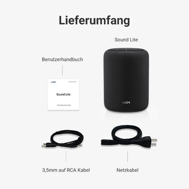 WiiM Sound Lite: Розумна колонка з Alexa, Wi-Fi 6E, Bluetooth 5.3, Hi-Res Audio (24-bit/192kHz), AI RoomFit, 100W, чорна