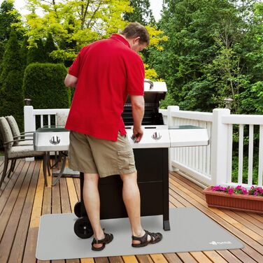 FLASLD Deck Grill Mat - 91x124cm - Washable & Grease-Proof - Protects Decks & Patios