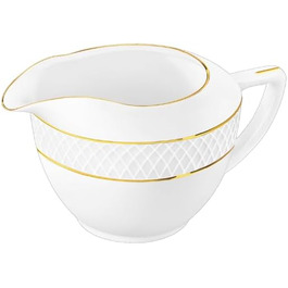 Wilmax - Porcelain Milk Jug with Gold Pattern - 280ml - White - Milk Canister - Coffee Service for Milk, Coffee, Tea - with Spout - Sauce Server, Sauce Boat