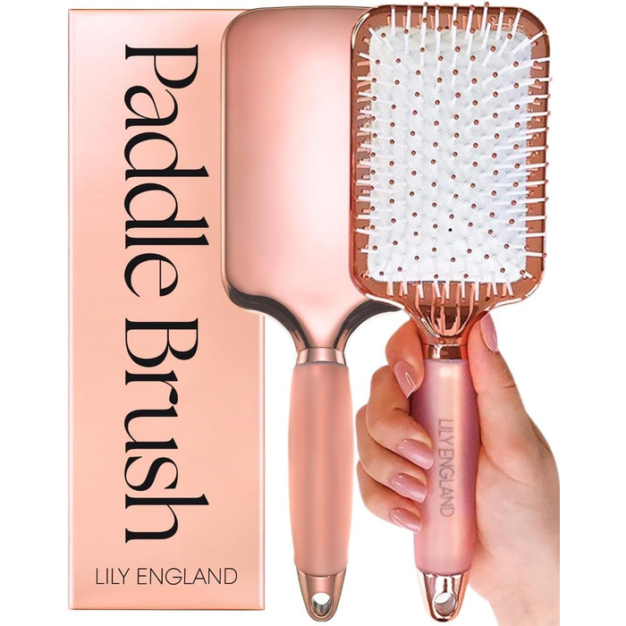 Щітка для волосся без заплутування - розпушувальна щітка для жінок - Paddle Brush - м'які щетинки для волосся та шкіри голови - підходить для всіх типів волосся (Рожеве золото & Білий)
