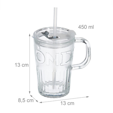 Relaxdays Set of 4 Handle Glasses