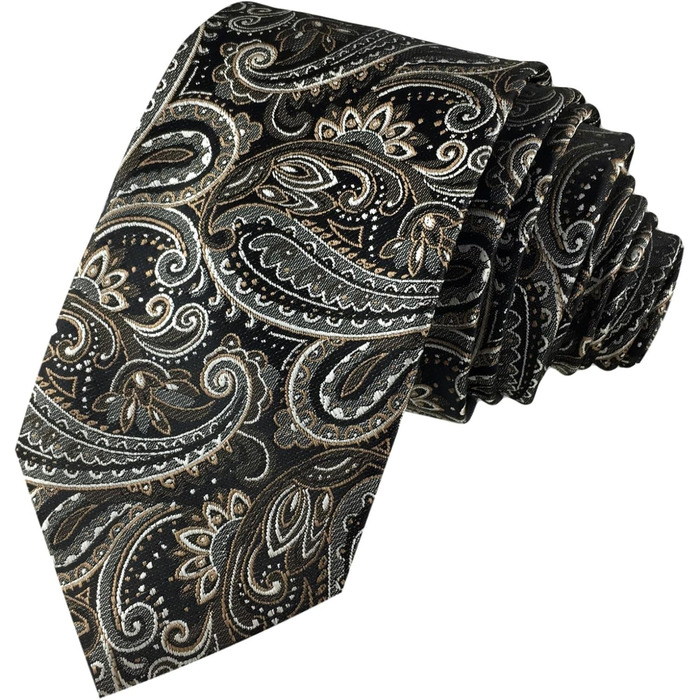 Краватка чоловіча GASSANI Paisley 7 см, набір 3 шт. (чорно-коричнева, сіра, біла)