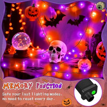 Льо́нги́ гірля́нда для прикраша́ння на Рі́здво, 200 LED, живлення від мережі, таймер, 8 режимів, вологостійка, для ялинки, саду, внутрішнього та зовнішнього використання, тепле біле світло (оранжево-фіолетовий), 20 метрів