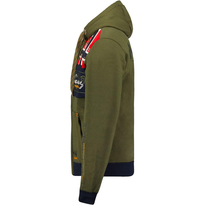 Чоловіча толстовка-худі Geographical Norway Flyer на блискавці з капюшоном та кишенею-кенгуру, тепла зимова кофта, колір Khaki, розмір L